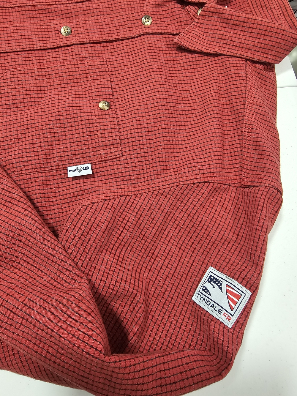 Tyndale Flame Resistant Work Shirt Men's Red Plaid Long Sleeve Button-Down - Picture 5 of 12